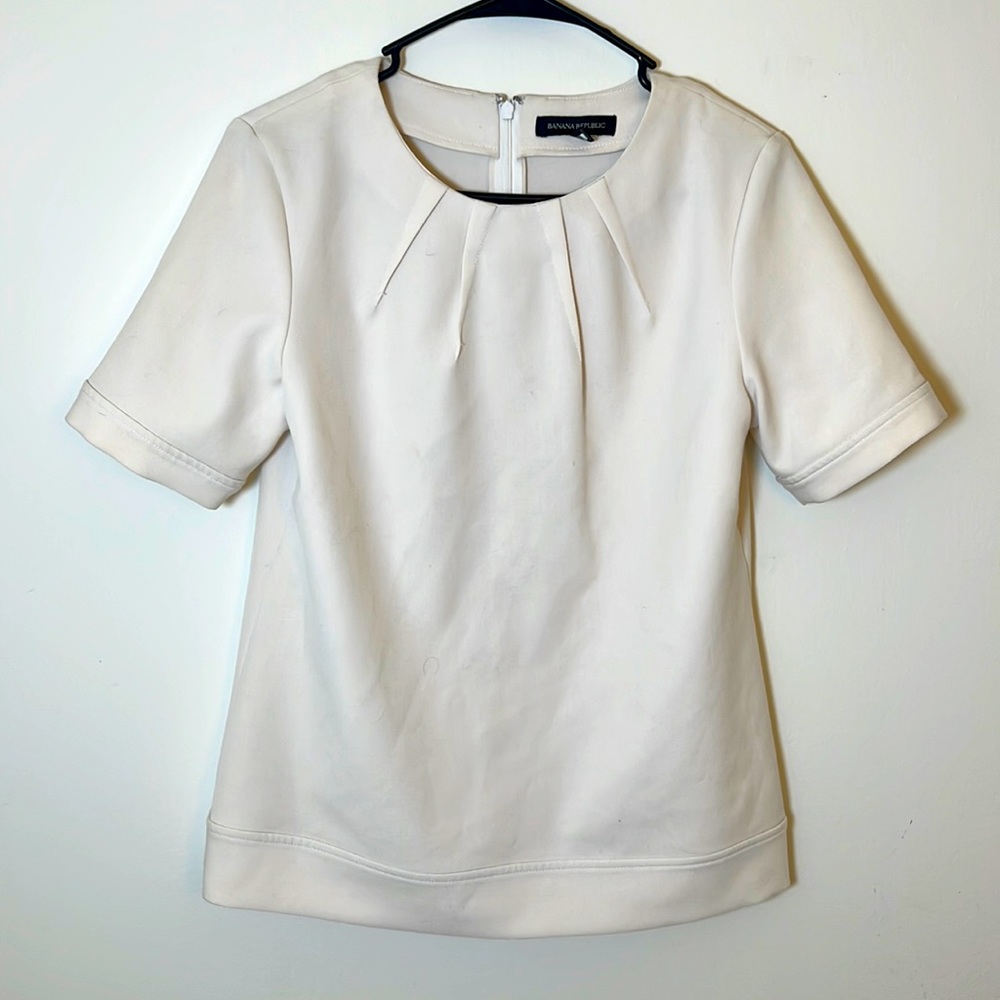 Banana Rep Boxy Structured Short Sleeve Crew - S, Ivory